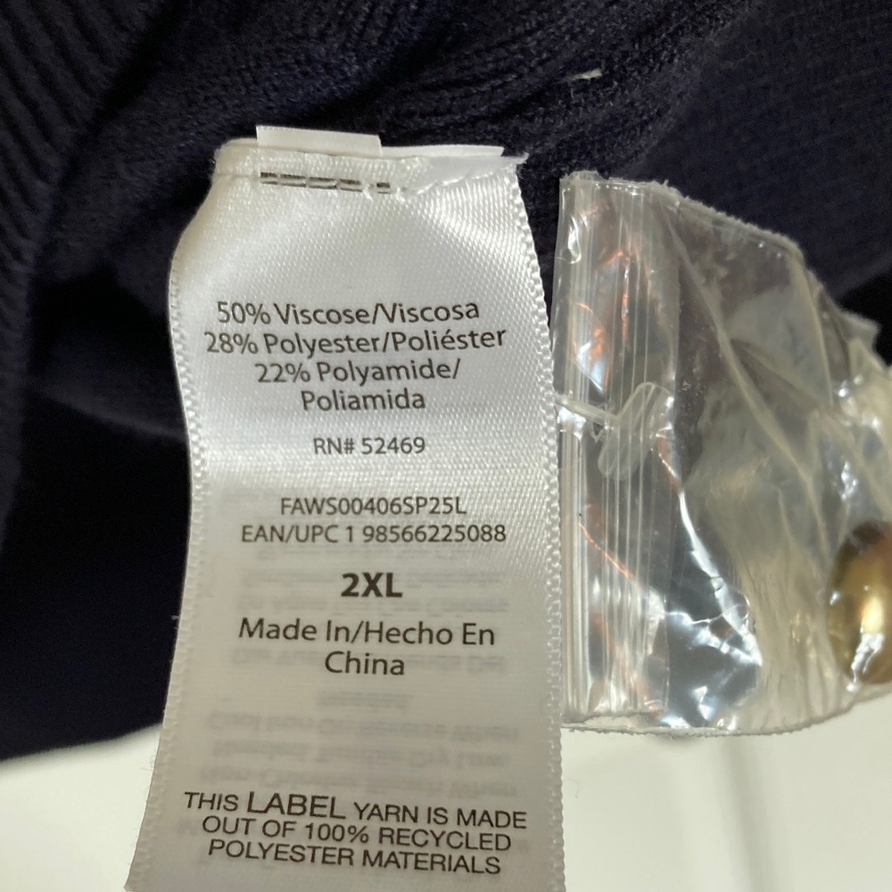 Free Assembly Womens Navy Gold Button-Up Cardigan Size 2XL Preppy Classic NWT - Picture 8 of 10